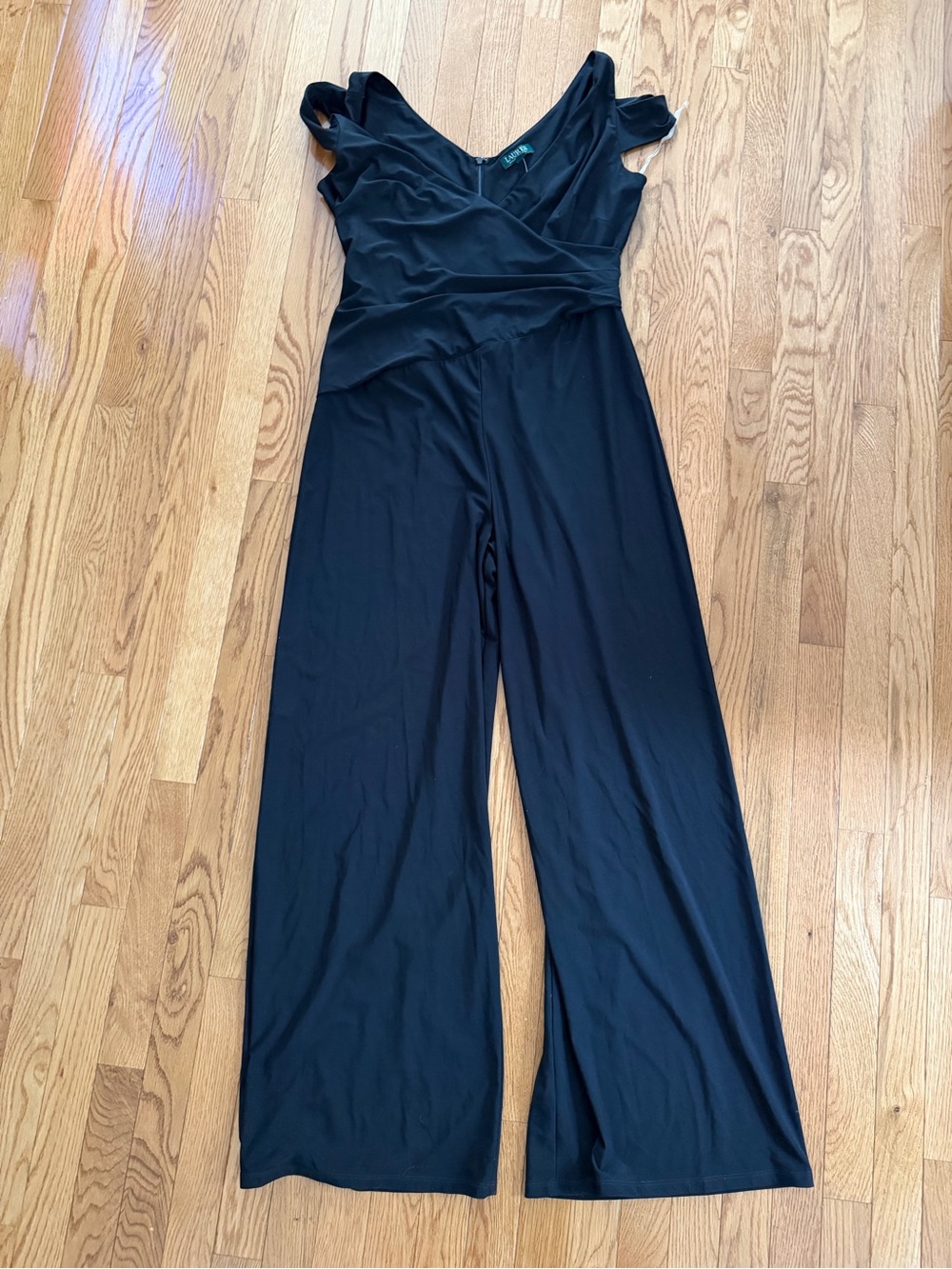 Lauren Ralph Lauren Black V-Neck Wide-Leg Jumpsuit